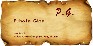 Puhola Géza névjegykártya